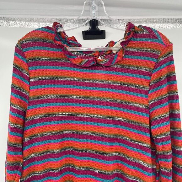 Altard State Lightweight Striped Sweater Ruffle Hem Long Sleeve Size Large - Picture 2 of 9